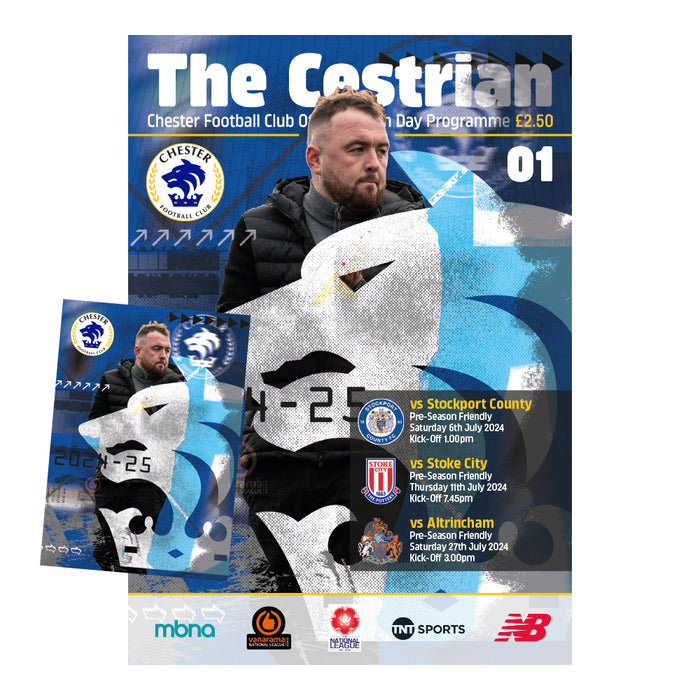 2024/25 #01 Chester v Stockport County 06.07.24, v Stoke City 11.07.24, v Altrincham 27.07.24 Pre-Season Printed Programme