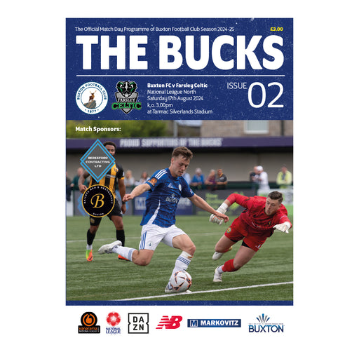 2024/25 #02 Buxton v Farsley Celtic National League North 17.08.24 Programme