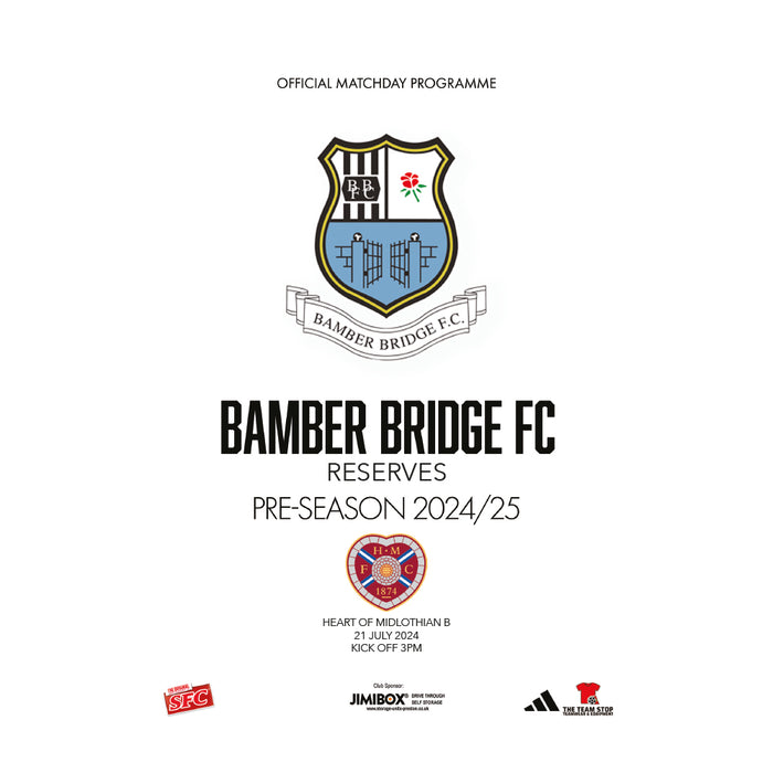 2024/25 #02 Bamber Bridge Reserves v Heart of Midlothian B 21.07.24 Pre-season Programme