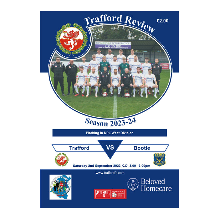 2023/24 #03 Trafford v Bootle NPL West 02.09.23 Printed Programme