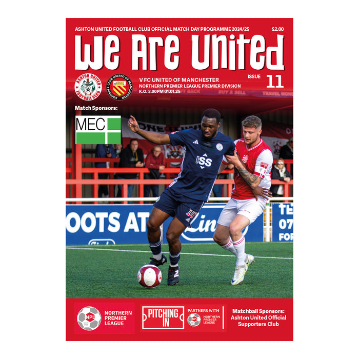 2024/25 #11 Ashton United v FC United of Manchester NPL 01.01.25 Programme