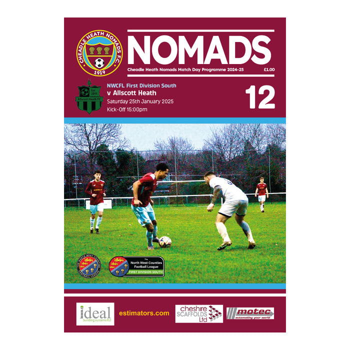 2024/25 #12 Digital 2024/25 Cheadle Heath Nomads v Allscott Heath NWCFL 25.01.25 Digital PDF Programme