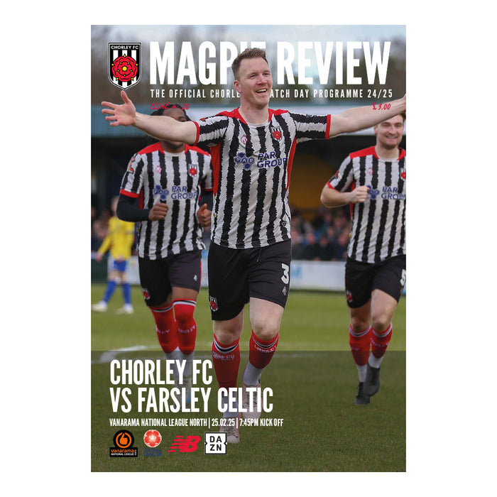 2024/25 #120 Chorley v Farsley Celtic National League North 25.02.25 Printed Programme