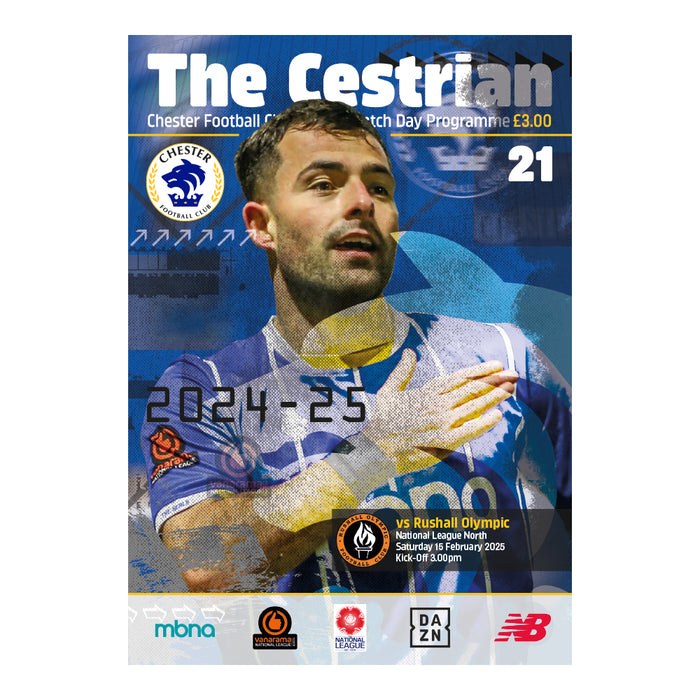 2024/25 #20 Chester v Rushall Olympic 15.02.25 National League North Printed Programme