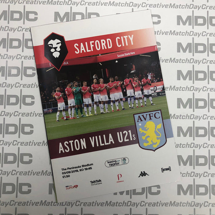 2019/20 #05 Salford City v Aston Villa U21s Leasing.com Trophy 03.09.19 Programme