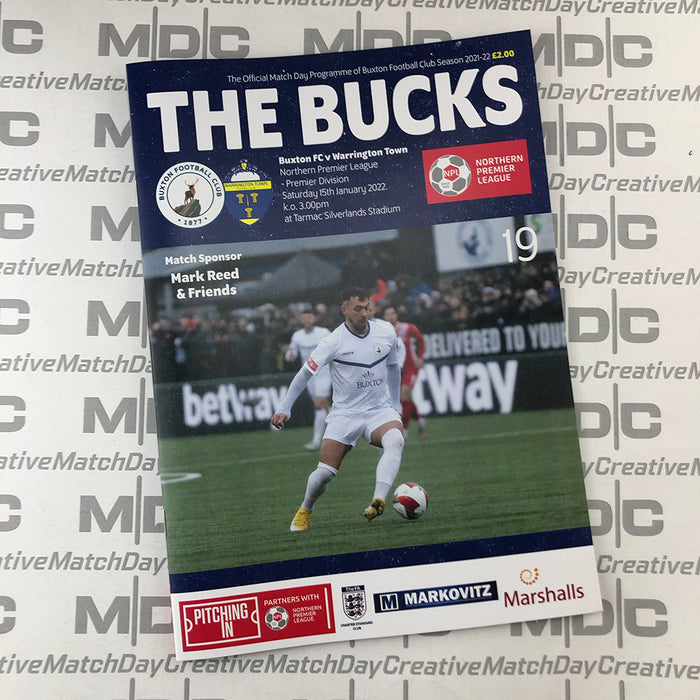 2021/22 #19 Buxton v Warrington Town NPL 15.01.22 Programme