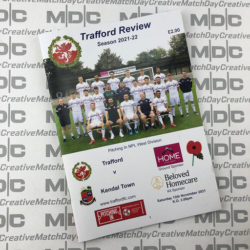 2021/22 #10 Trafford v Kendal Town 13.11.21 Printed Programme